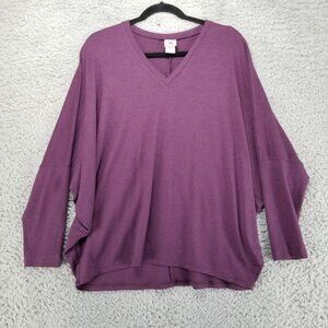 Natori Sweater Womens Medium Purple Long Sleeve V Neck Pullover Dolman